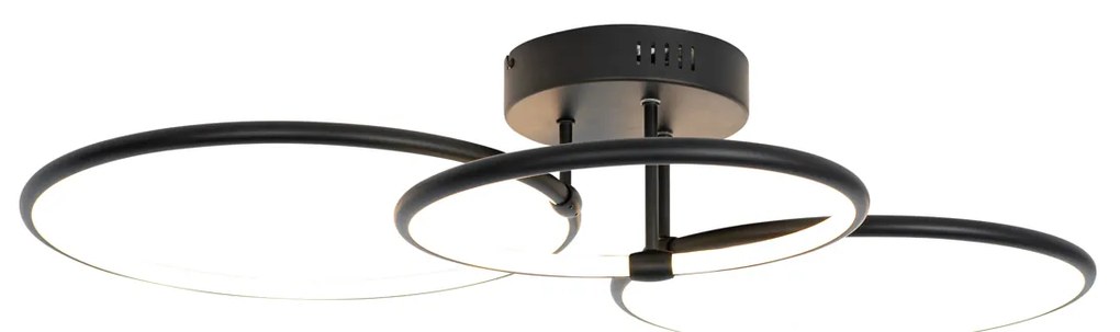 Candeeiro de teto preto com LED 3-passos regulável 3 luzes - Joaniqa Moderno