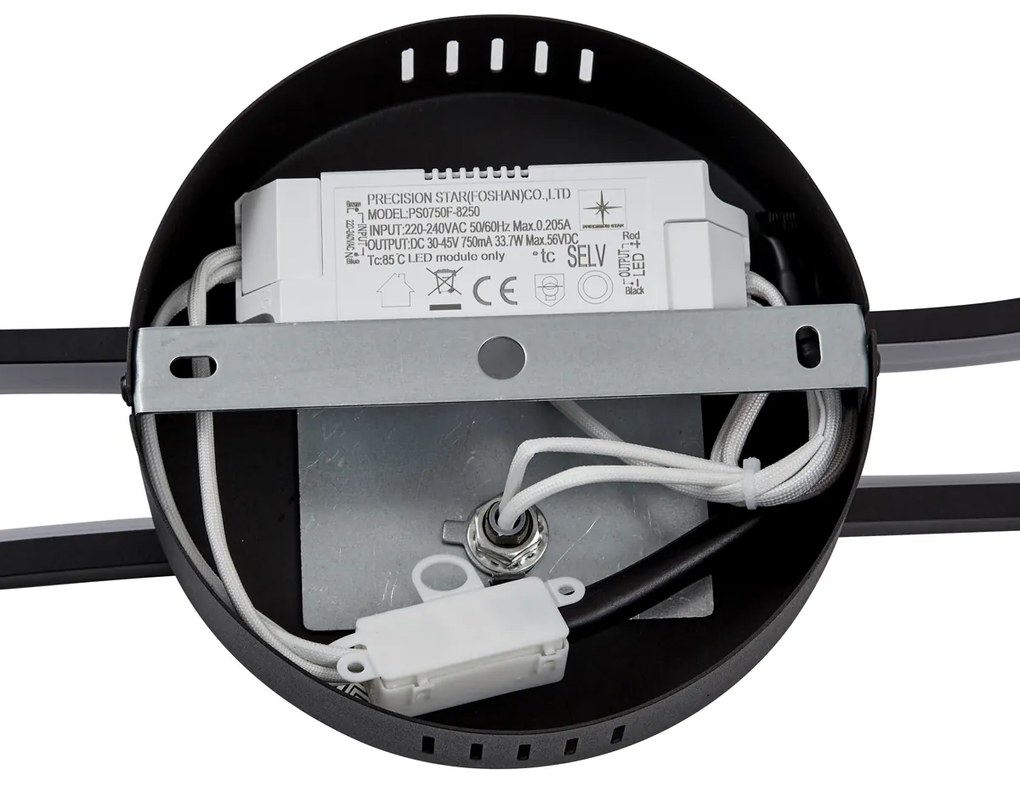 Plafon de design preto mate 65 cm regulável em 3 níveis 2 luzes - Pepe