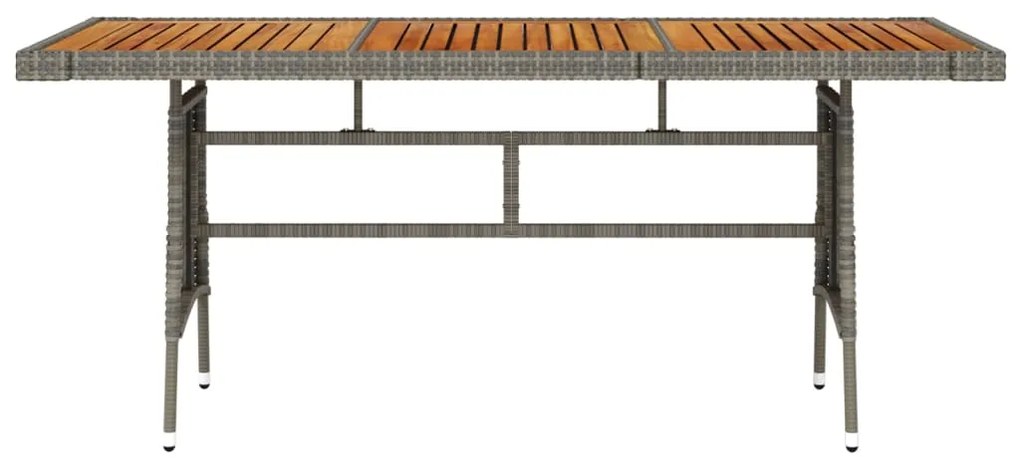 Mesa de jardim 160x70x72 cm vime PE e acácia maciça cinzento