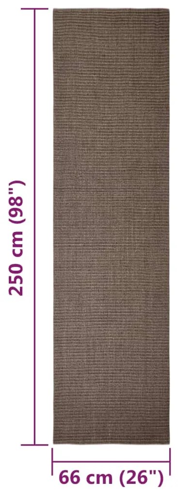 Tapete sisal natural 66x250 cm castanho