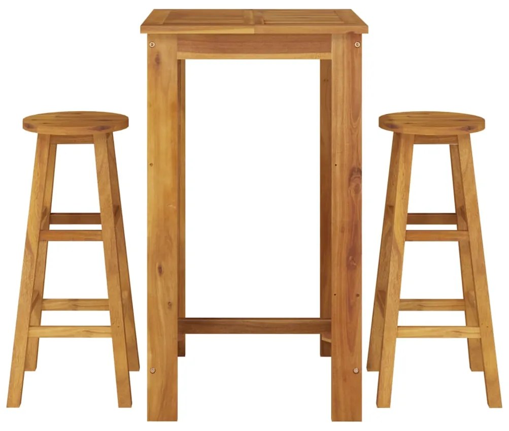 Conjunto de bar para jardim 3 pcs madeira de acácia maciça