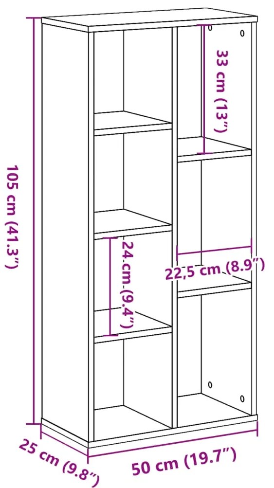 Estante 50x25x105 cm derivados de madeira cinzento cimento