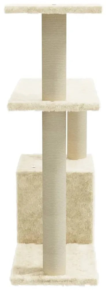 Árvore para gatos c/ postes arranhadores sisal 70 cm cor creme