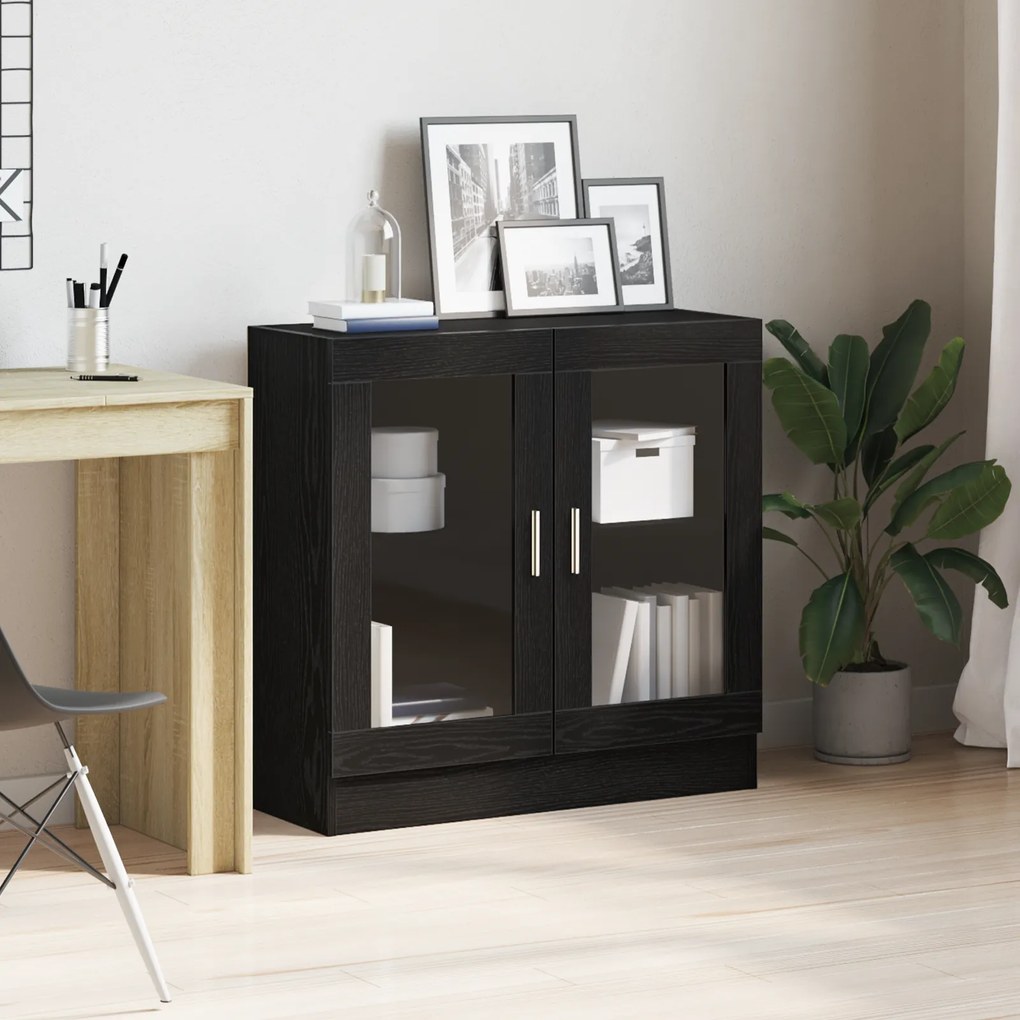 Estante de Livros vidaXL em Preto Carvalho 82,5x30,5x80 cm em Madeira Composta
