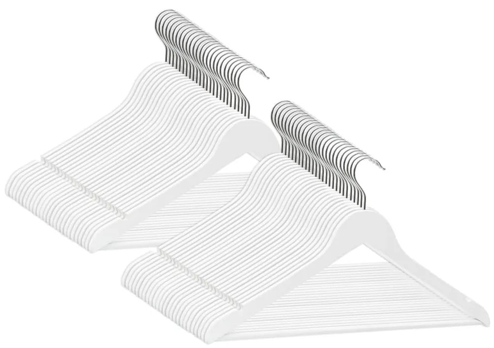 50 pcs conjunto de cabides antiderrapantes madeira branco
