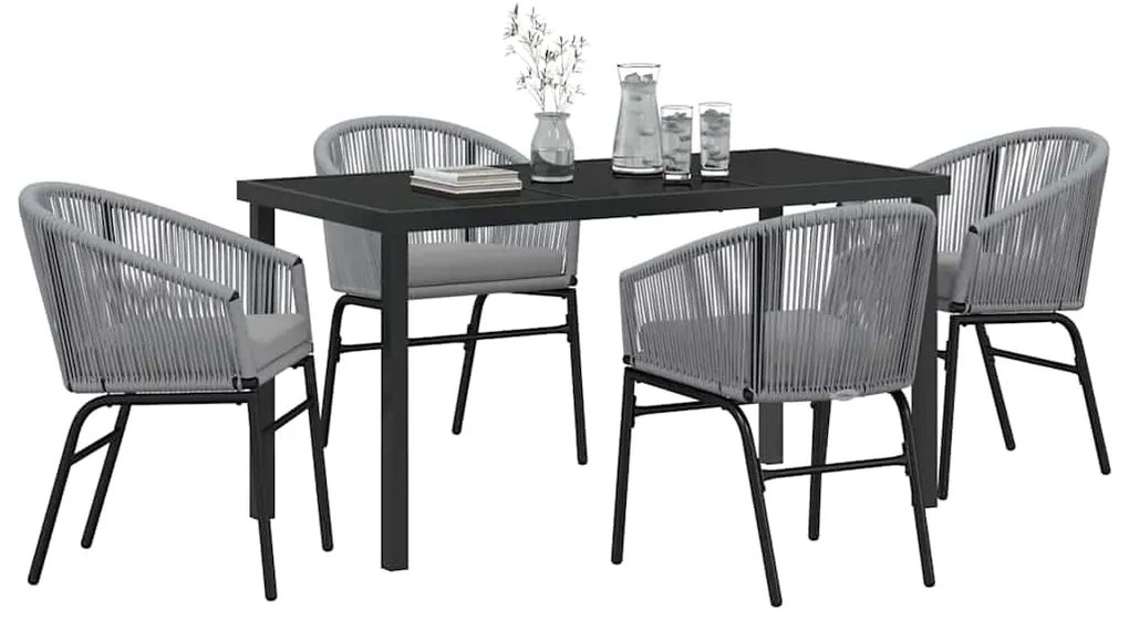 Conjunto de Jantar de Jardim com 5 Peças em Rattan Poli Cinza