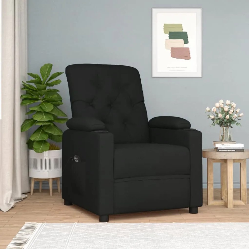 vidaXL Poltrona elétrica reclinável tecido preto