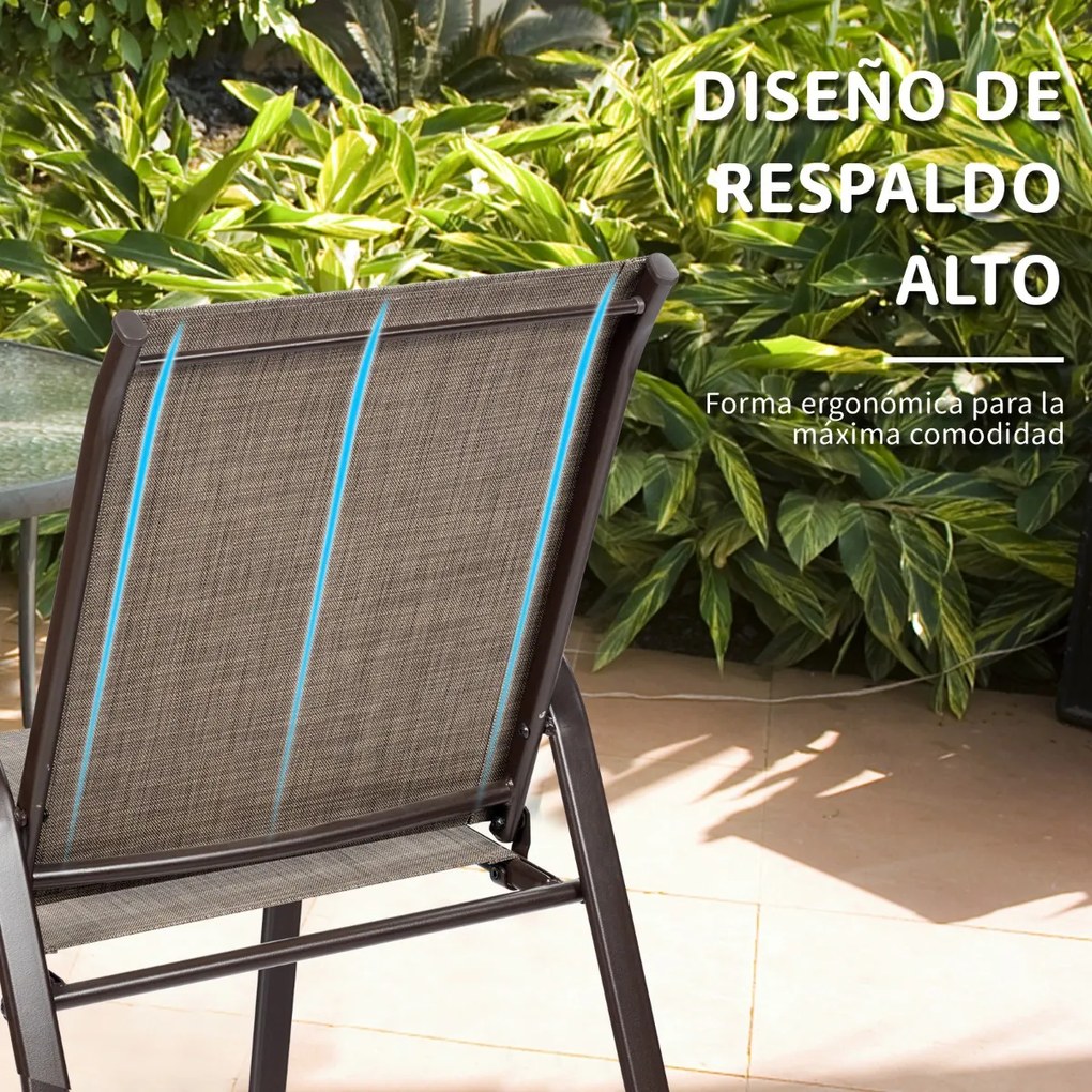 Conjunto de 2 cadeiras de jardim com braços curvos Tecido de secagem fácil Estrutura metálica reforçada Assento largo Assento Cinzentas