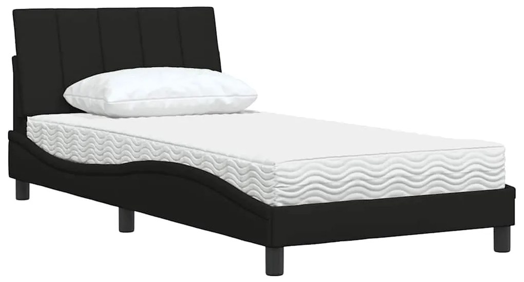 Cama com colchão 100x200 cm tecido preto