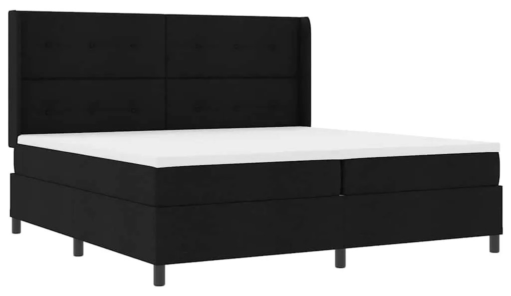 Cama Box com Colchão e LED Preto 200x200 cm Tecido