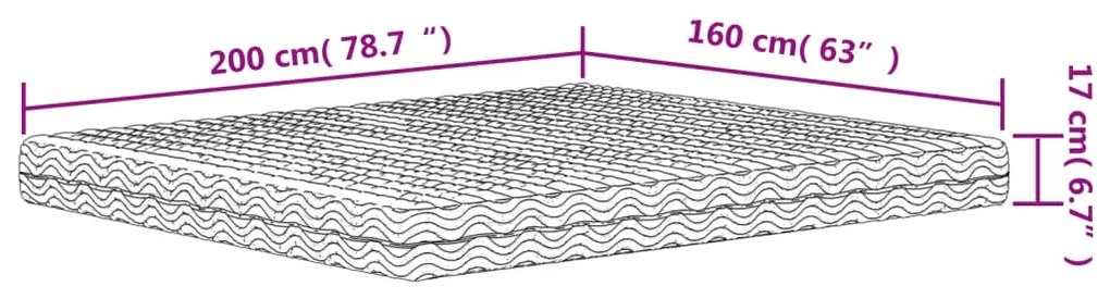 Colchão de espuma 160x200 cm dureza H2 H3 branco