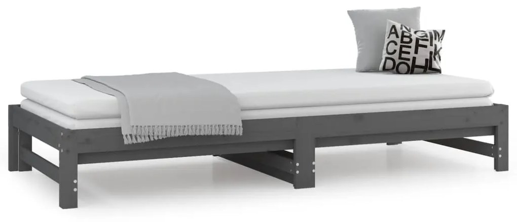 Sofá-cama de puxar 2x(90x200) cm pinho maciço cinza