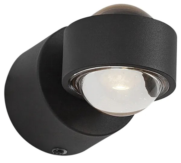 Candeeiro de parede de design preto Incl. LED IP44 - Lens Design