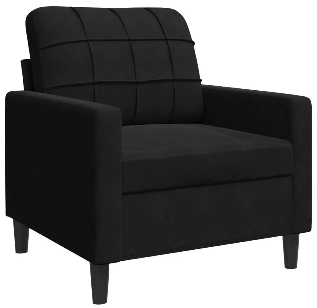 4 pcs conjunto de sofás com almofadões e rolos veludo preto