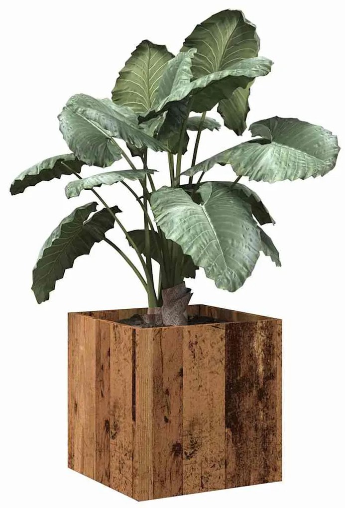 vidaXL Vaso/floreira 40x40x40 cm derivados de madeira madeira velha