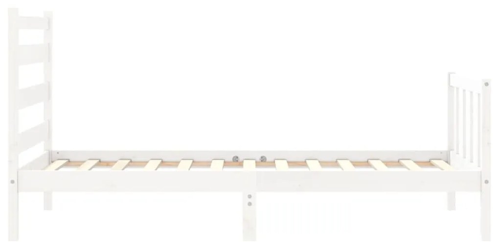 Estrutura de cama com cabeceira 90x190 cm madeira maciça branco