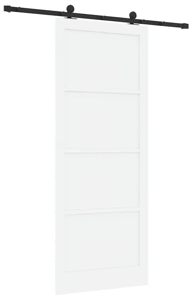 Porta deslizante vidaXL com conjunto de hardware Branca 93x232 cm Made