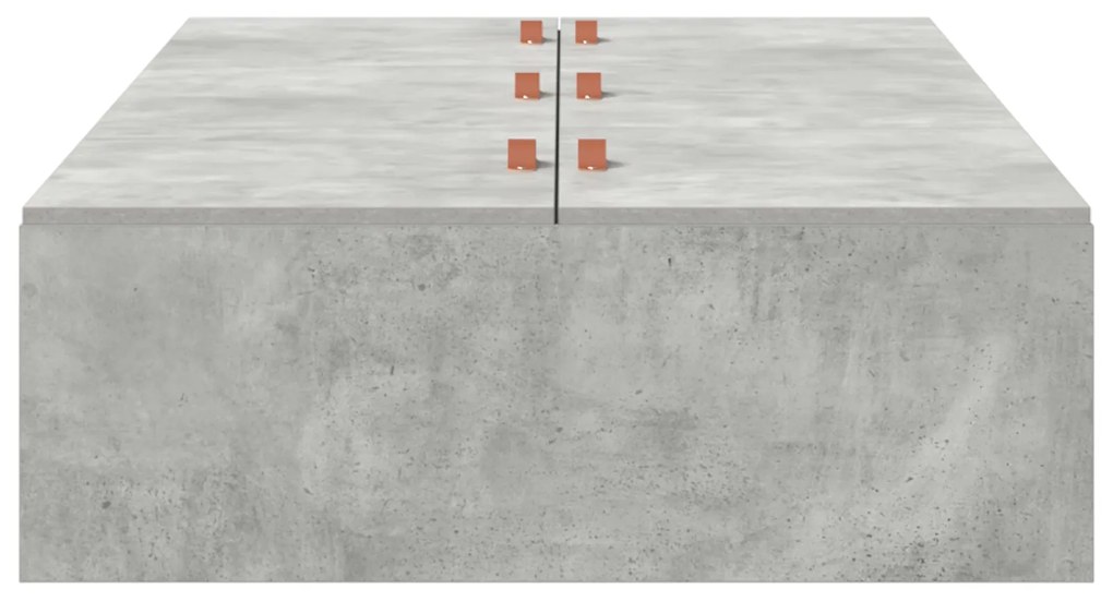 Cama Box com Arrumação Cinza Concreto 75x190 cm em Madeira Engenharia