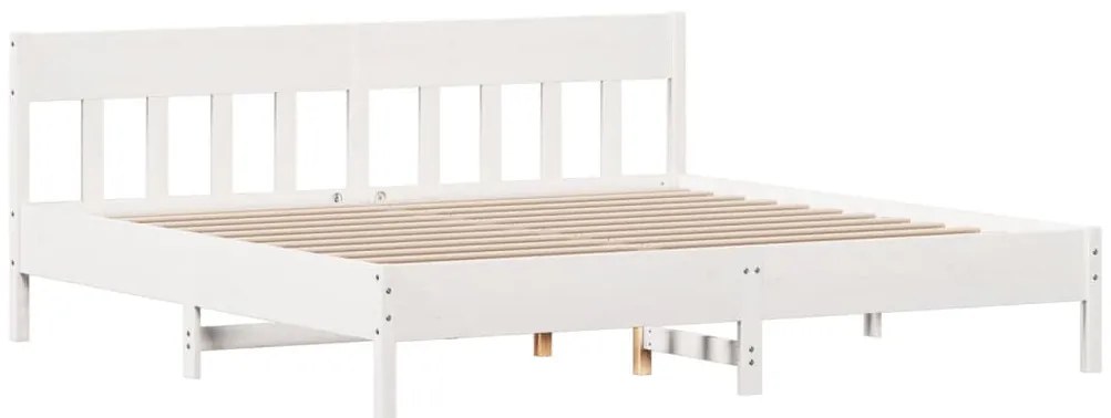 Cama sem colchão 180x200 cm madeira de pinho maciça branco