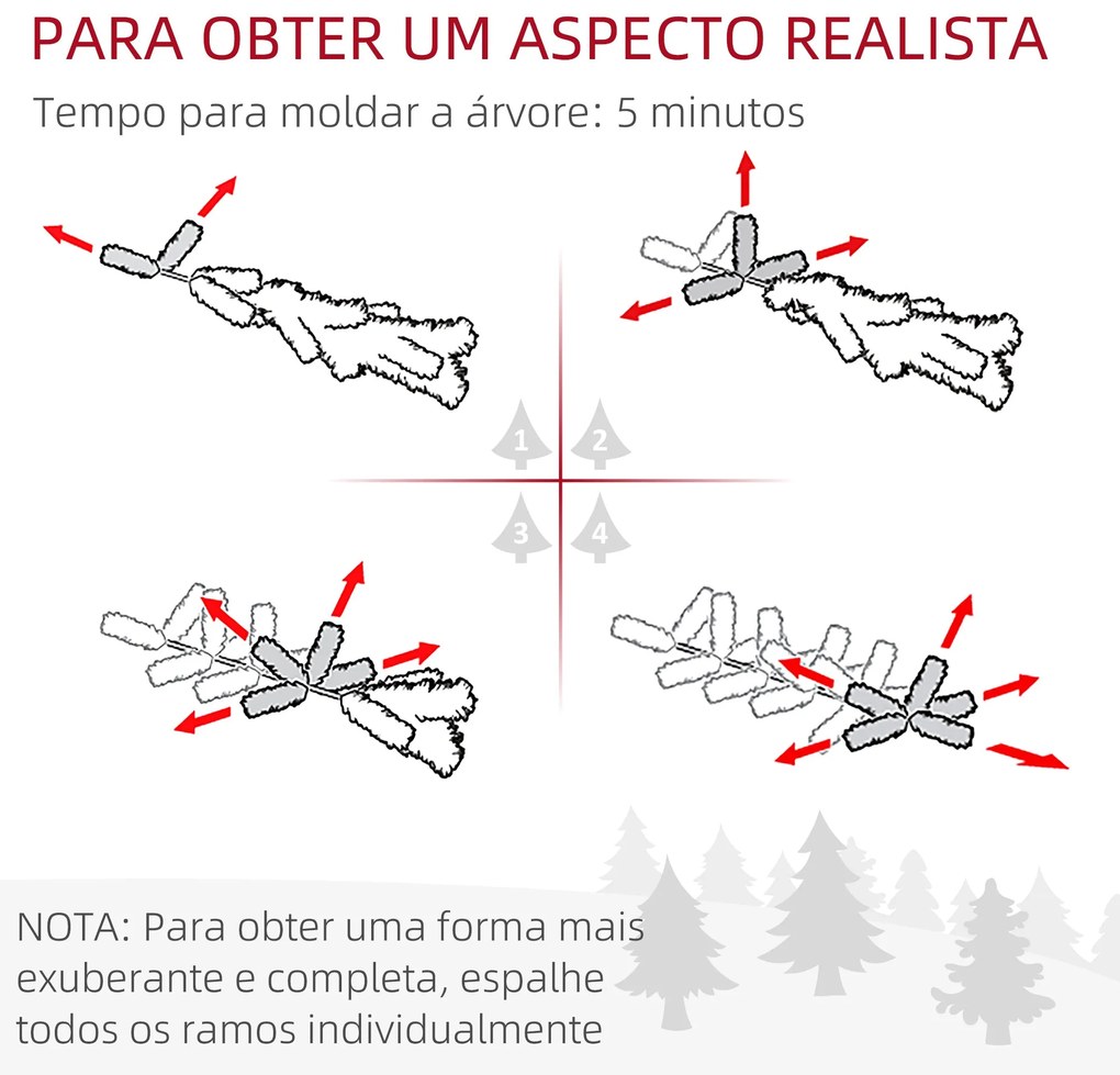 HOMCOM Árvore de Natal 90 cm Árvore de Natal Artificial Nevado com 50