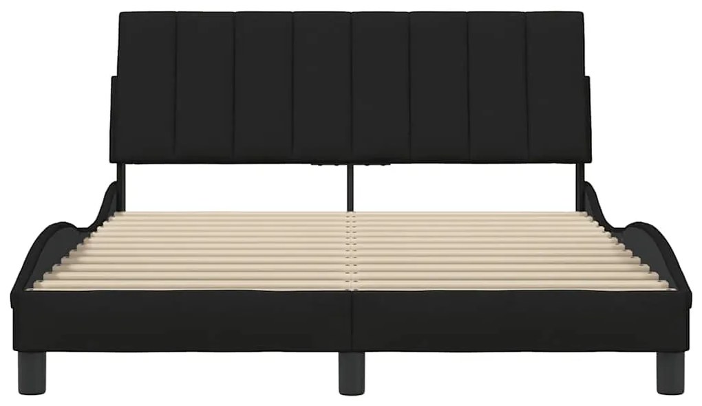 Estrutura de cama sem colchão 140x190 cm tecido preto