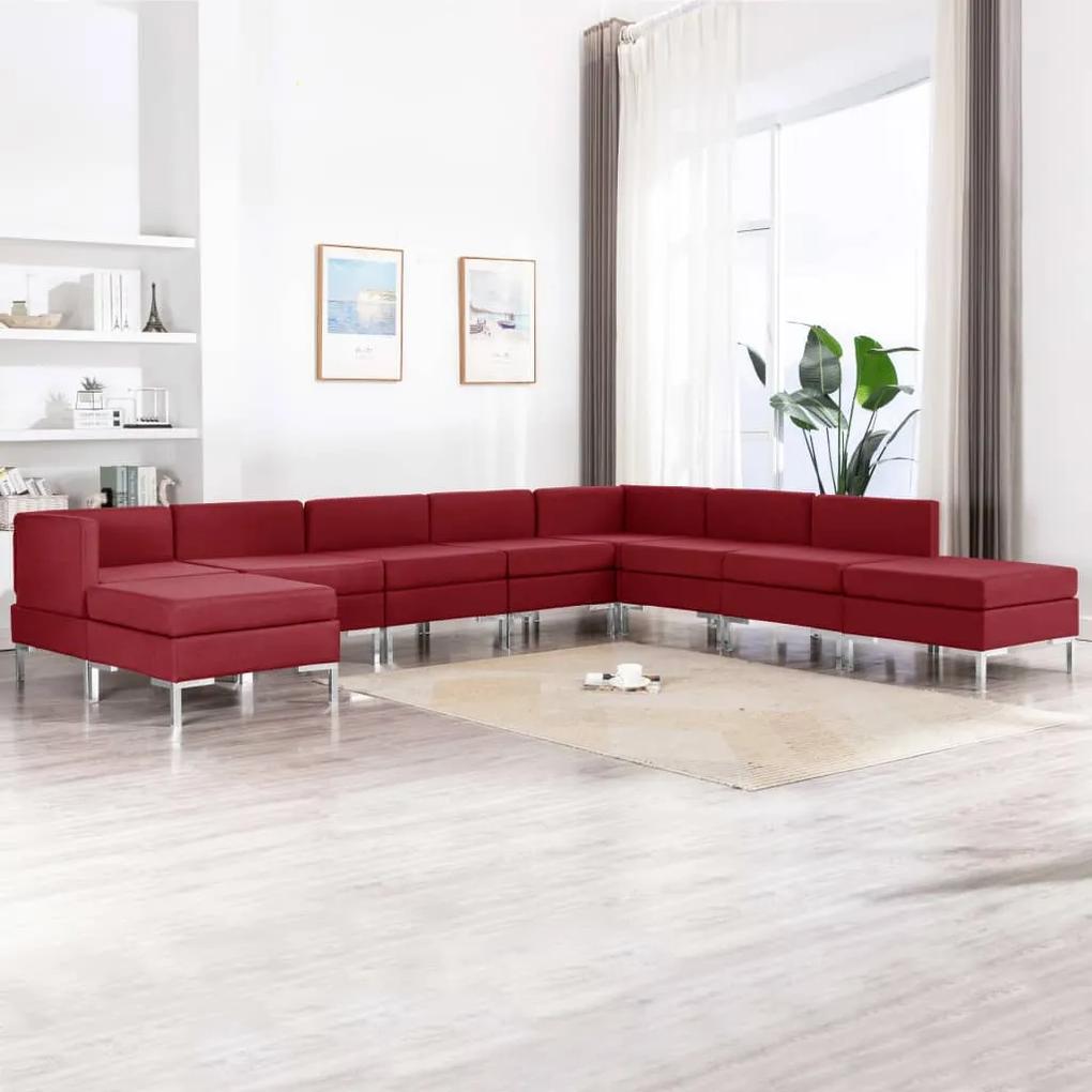 3052897 vidaXL 9 pcs conjunto de sofás tecido vermelho tinto
