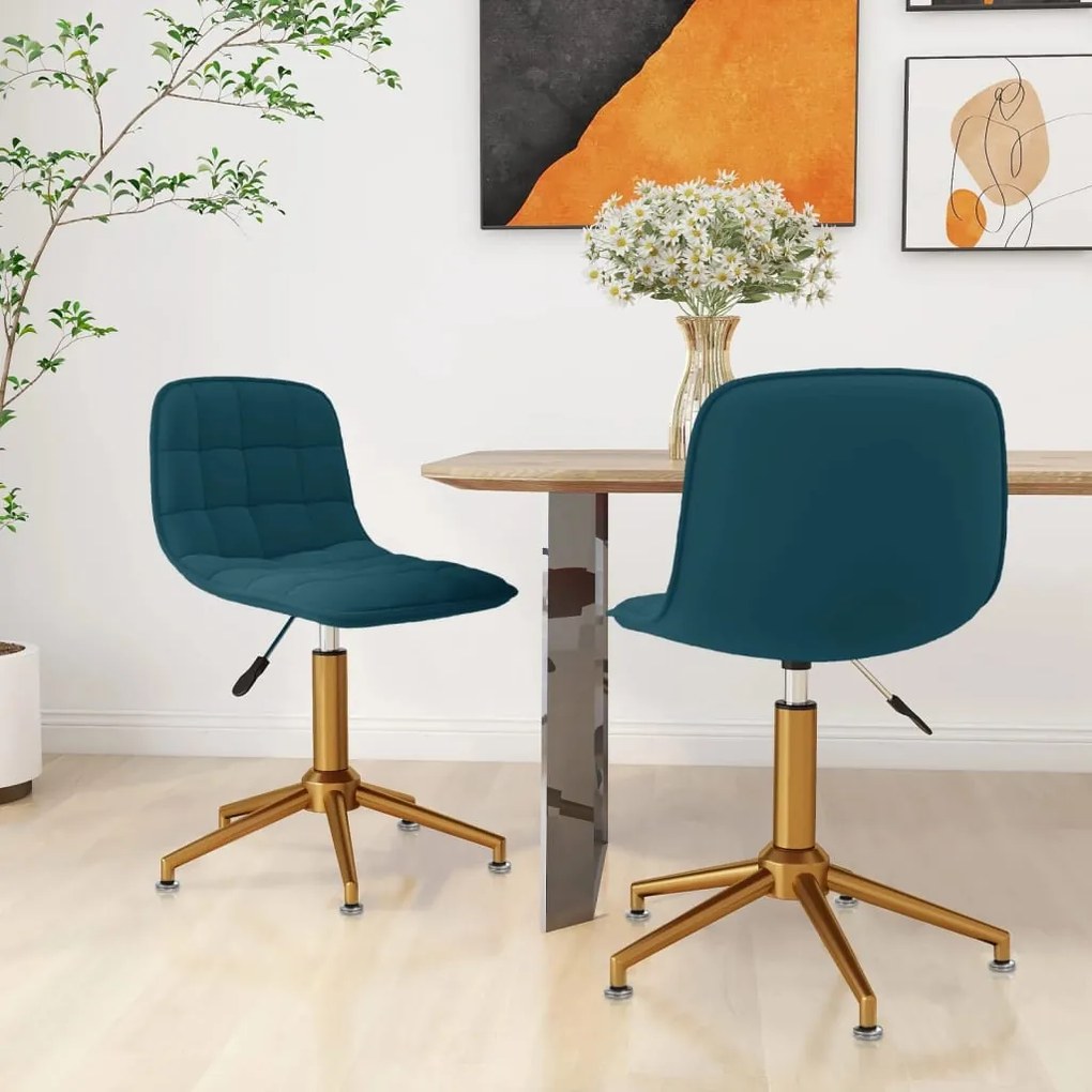 vidaXL Cadeiras de jantar giratórias 2 pcs veludo azul
