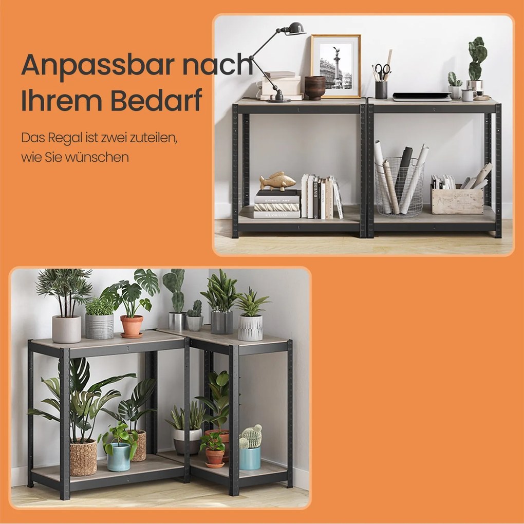 Estante arrumação garagens, escritorios, arrumos 40 x 80 x 160 cm preto-greige