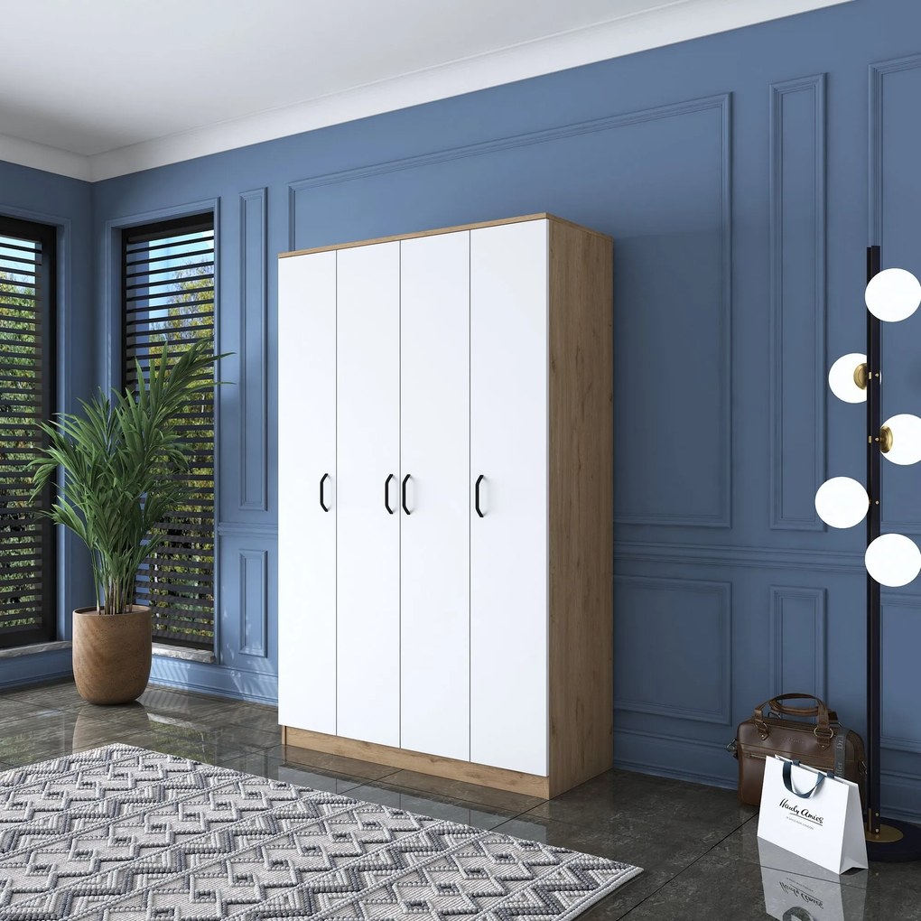 Roupeiro BA116 – Nogueira e Branco – 120x190,8x47,3 cm