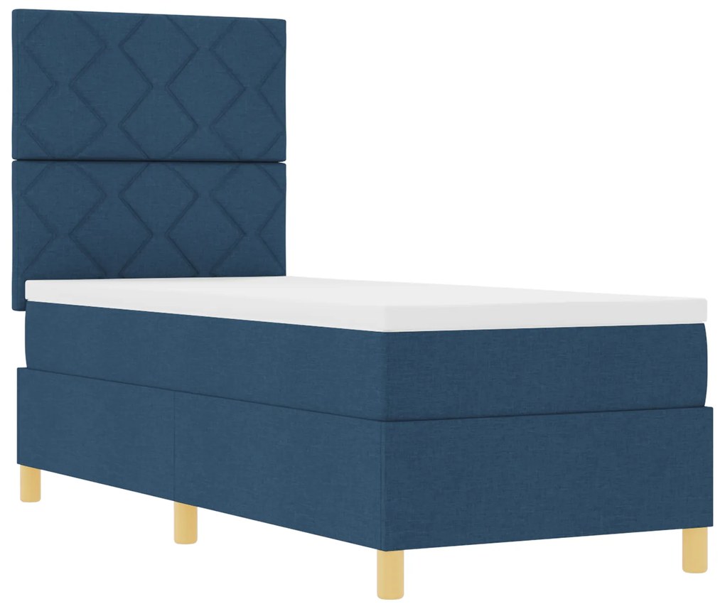 Cama Box Spring com Colchão Azul 80x200 cm Tecido