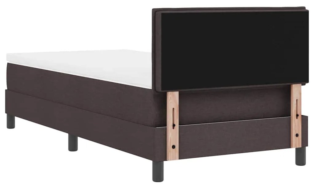 Cama Box com Colchão &amp; LED Marrom Escuro 80x200 cm Tecido
