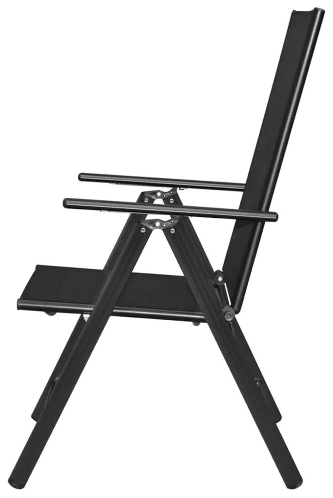 Cadeiras de jardim dobráveis 4 pcs alumínio e textilene preto