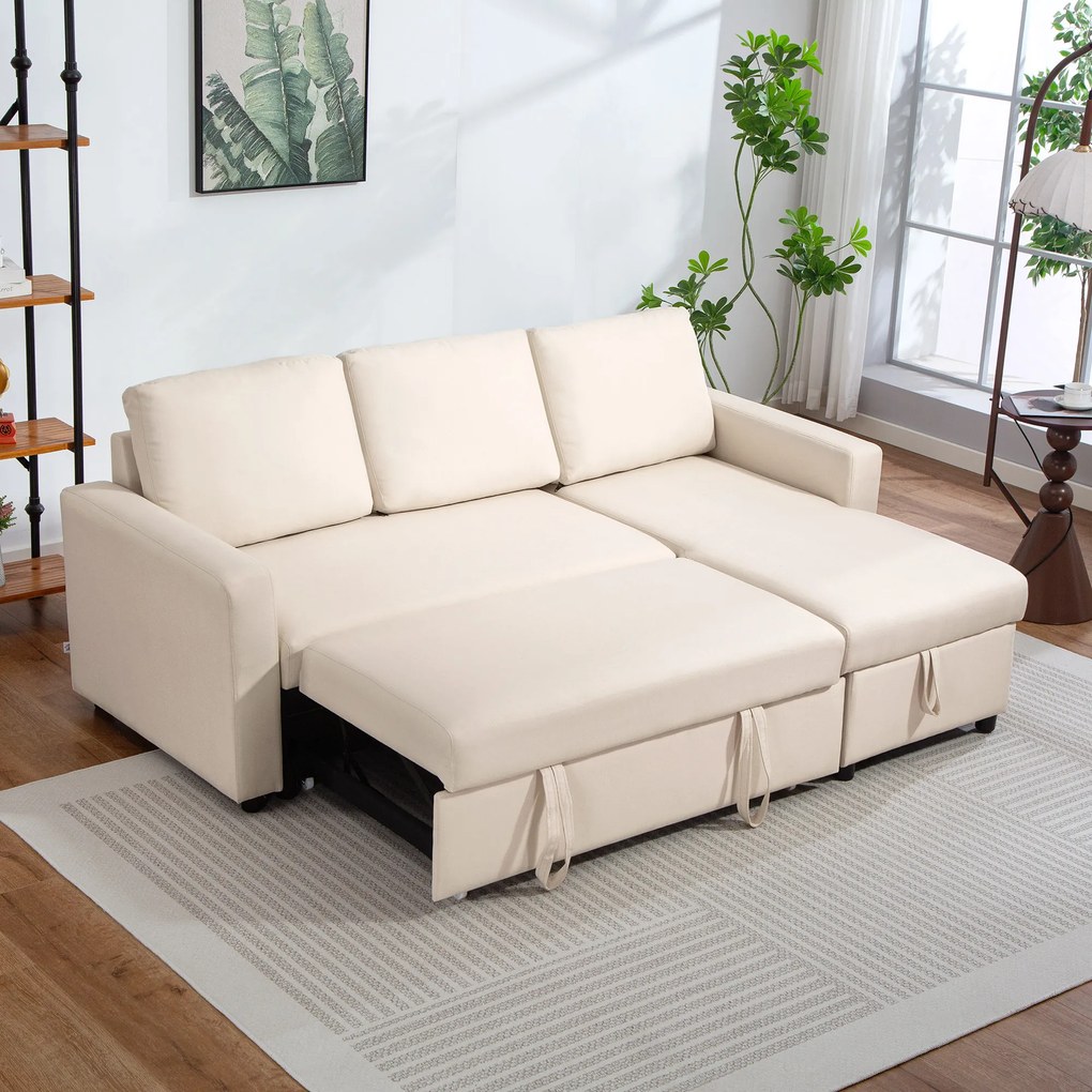 Sofá de canto convertível e modular com méridiana reversível 211,5 C x 146 L x 85 A cm (sofá), 183 C x 117 L x 43,5 A cm (cama), compartimento de arru