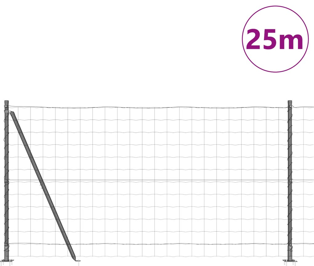 Cerca Euro com 13 Postes Flangeados 1.2x25 m Aço Galvanizado
