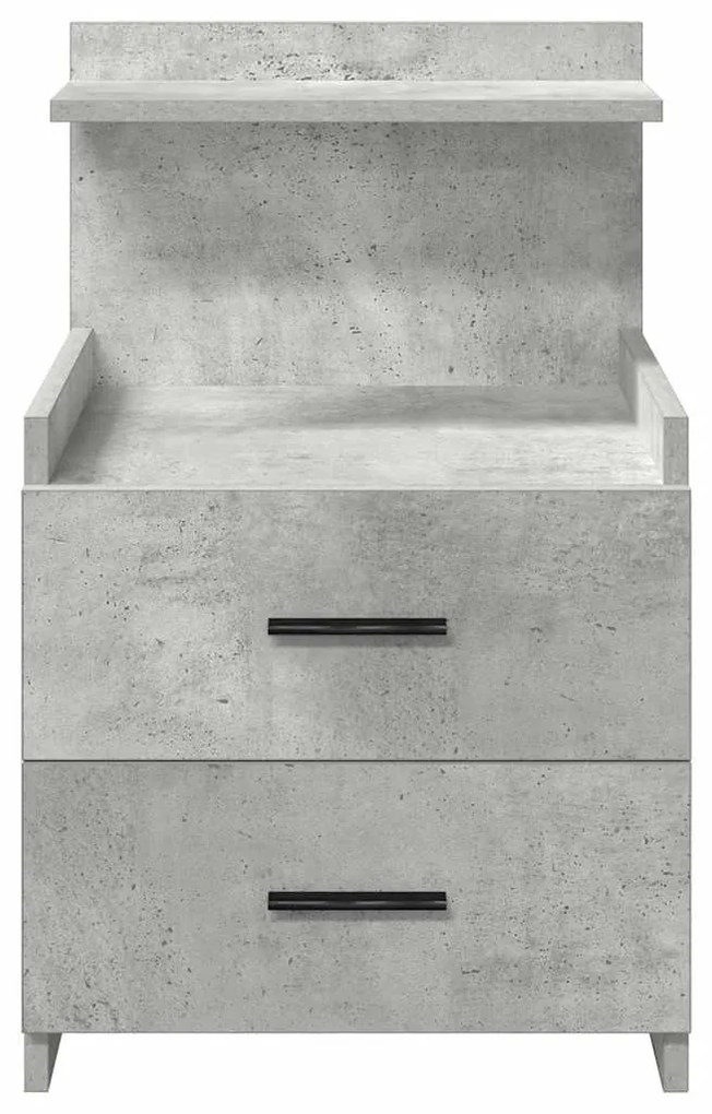 Mesa de cabeceira com 2 gavetas cinza concreto 40x36,5x62 cm