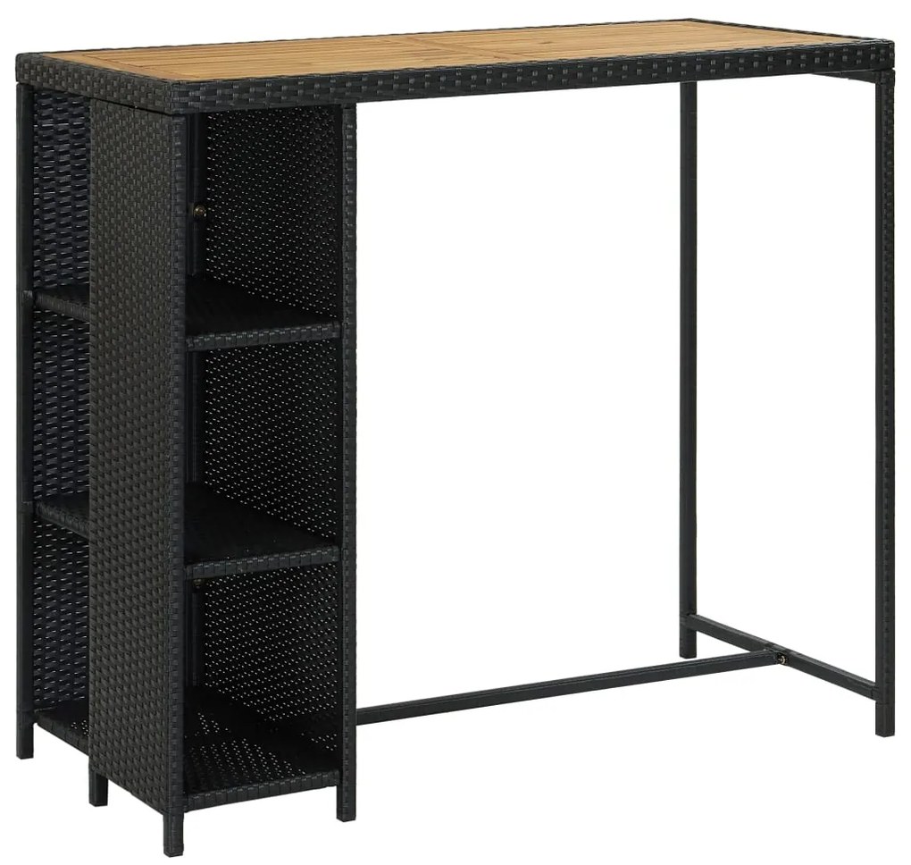 5 pcs conjunto de bar p/ jardim c/ almofadões vime PE preto