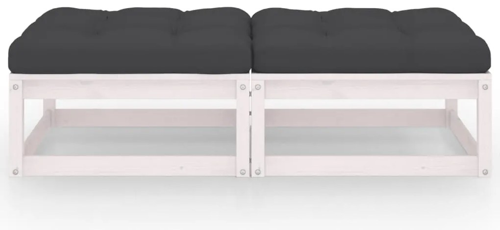 Apoio de pés p/ jardim c/ almofadões 2 pcs pinho maciço