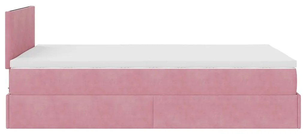 Estrutura de cama otomana com colchão 120x200 cm veludo rosa