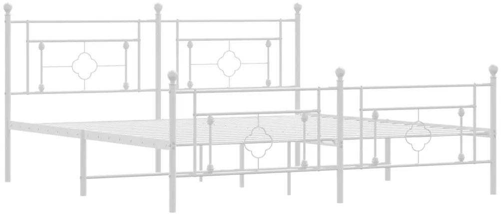 Estrutura de cama com cabeceira e pés 180x200 cm metal branco