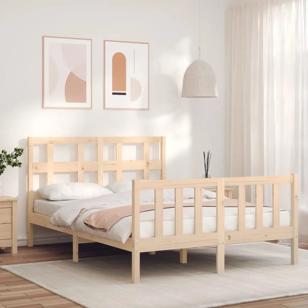 Estrutura de cama com cabeceira 120x200 cmmadeira maciça