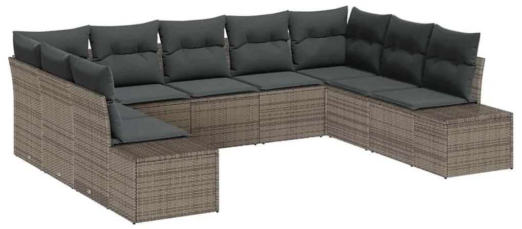 Conjunto de Sofás de Jardim 9 Peças com Almofadas Cinza em Rattan Sint