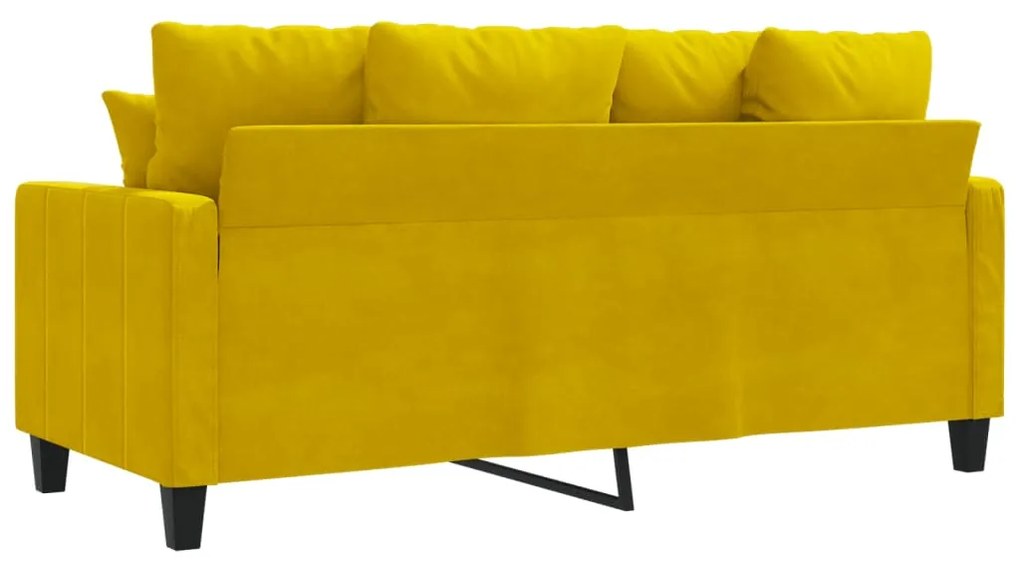 Sofá Cinha de 2 Lugares - Cor Amarelo - 158x77x80 cm - Em Veludo e Est