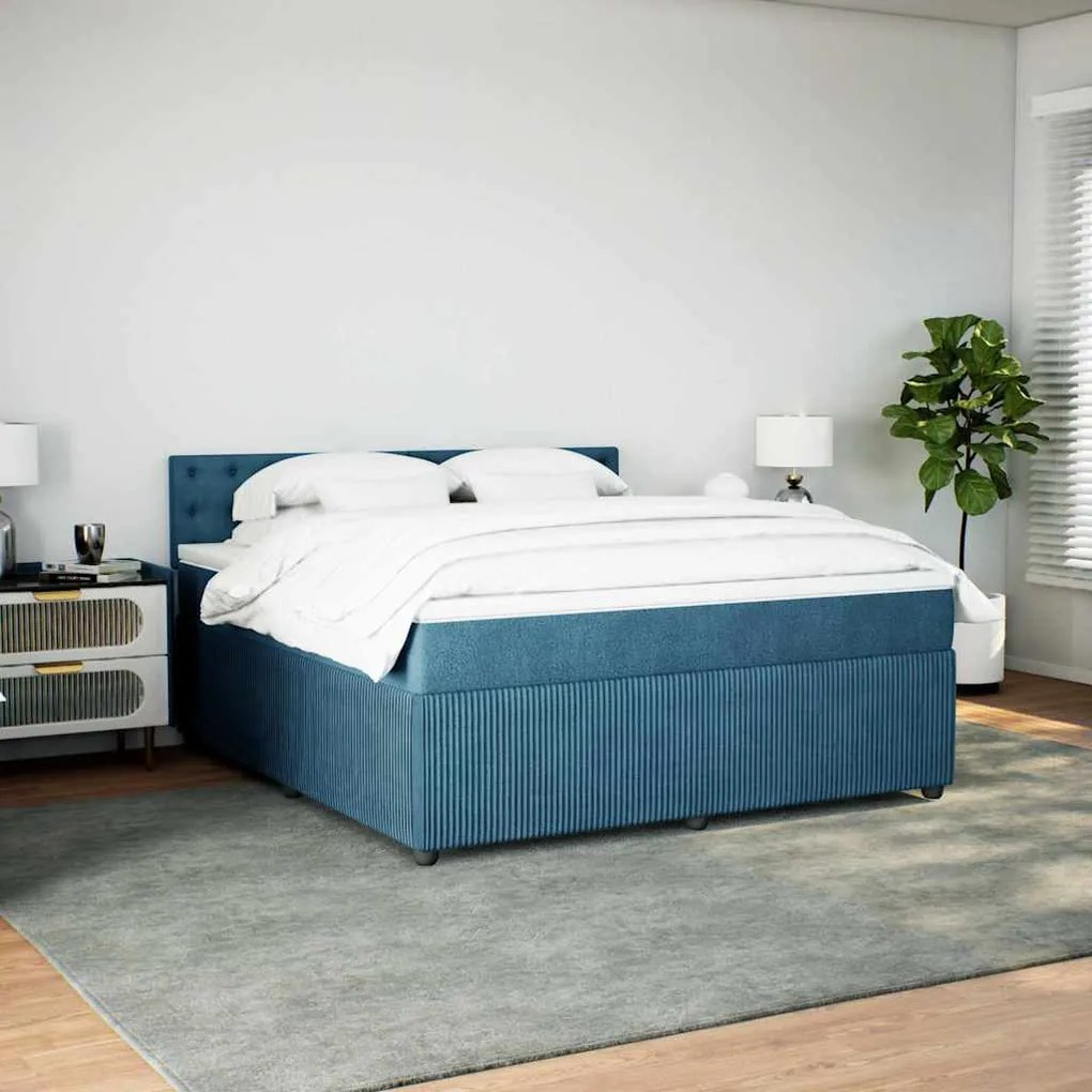 Cama com molas/colchão 180x200 cm veludo azul