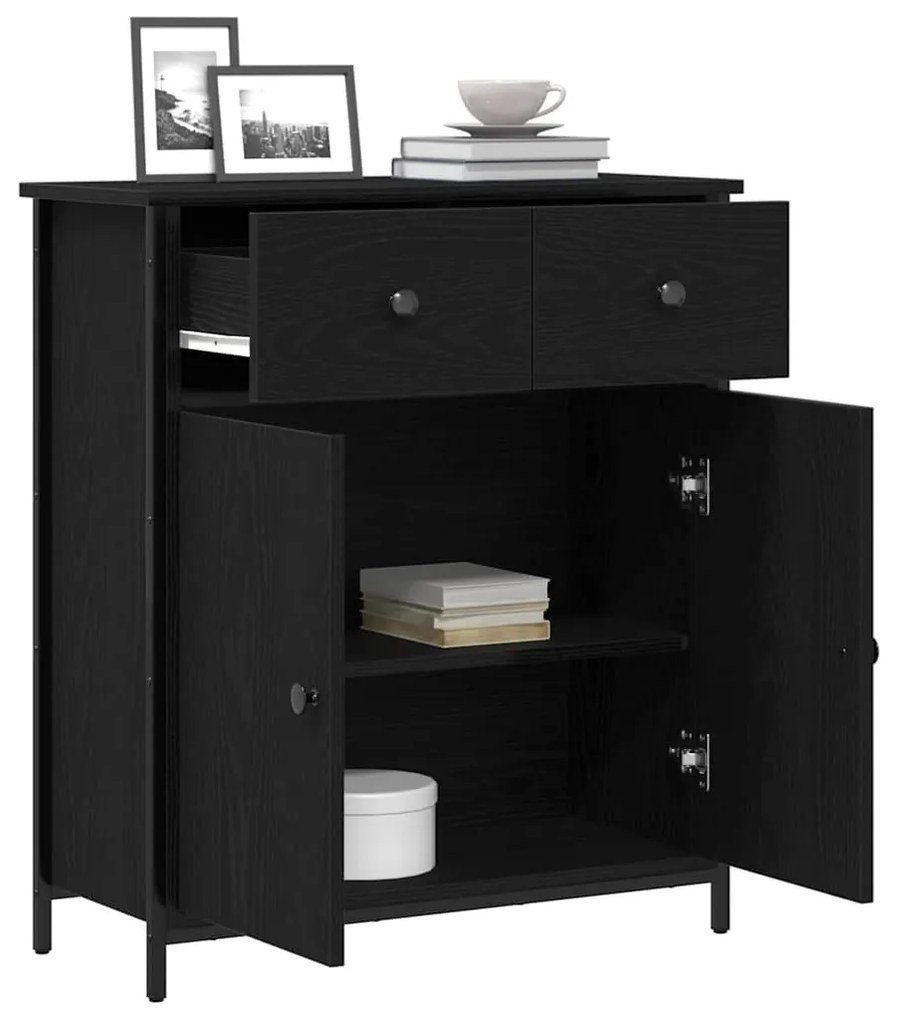 Buffet Preto em Madeira de Carvalho 70x30x80 cm em Madeira Engenharia