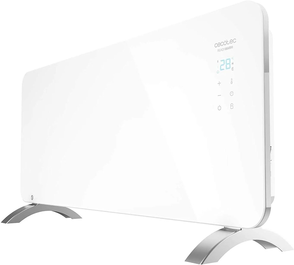 Radiador Elétrico Cecotec ReadyWarm 6750 Crystal Connection Baixo Consumo com Wifi, 2000 W, Termostato Ajustável, 2 Modos, Temporizador, Apoio para os