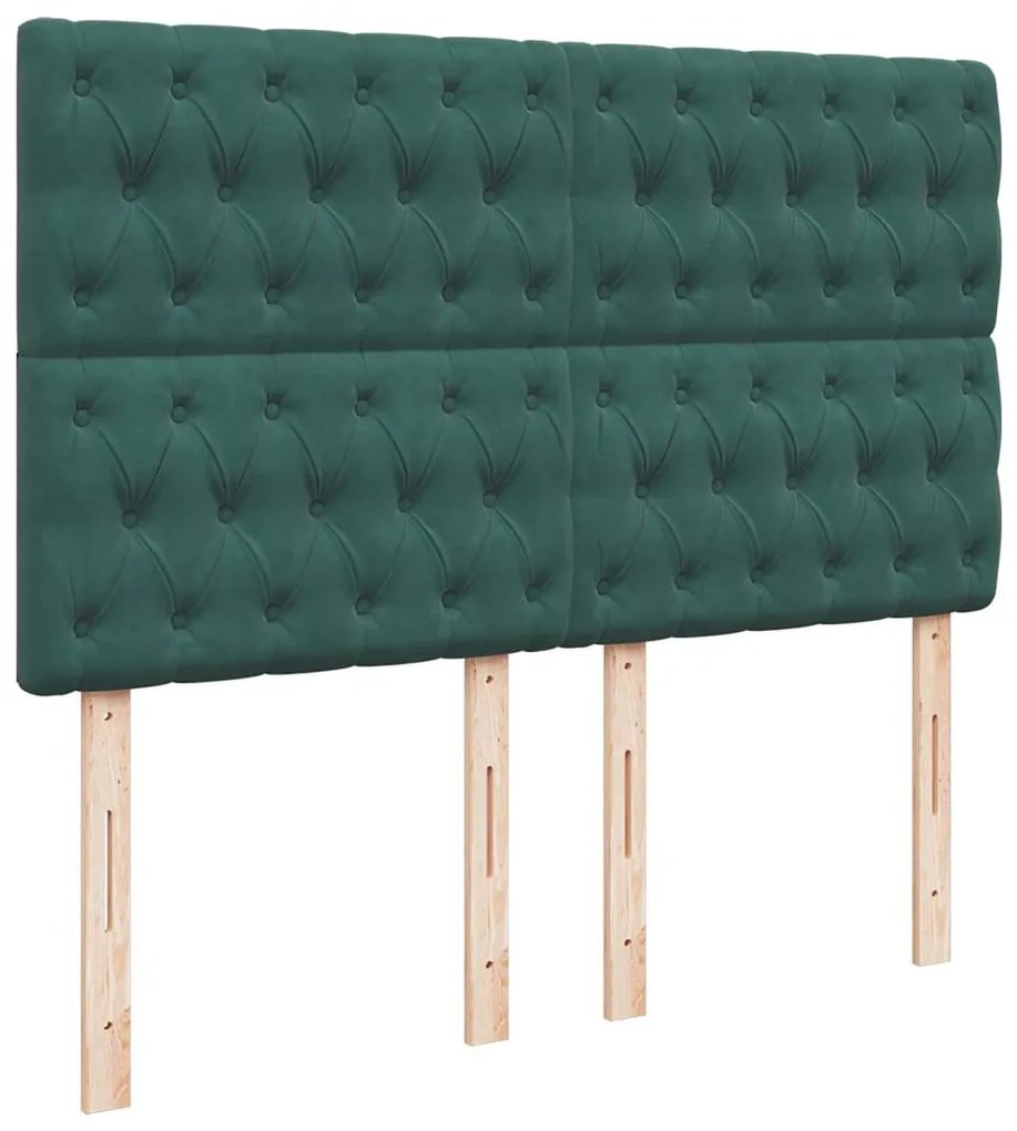 Cama com molas/colchão 140x200 cm veludo verde-escuro