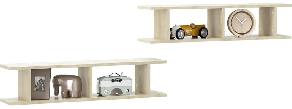Estantes de parede 2 pcs 90x18x20 cm contrapl. carvalho sonoma