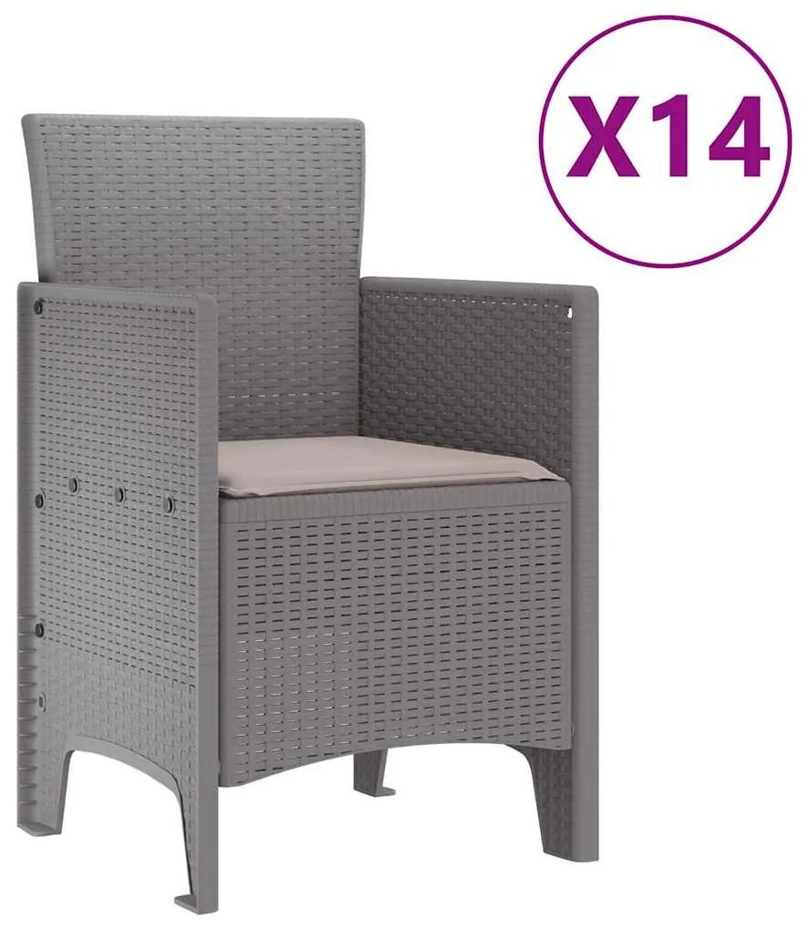 Conjunto de Jantar de Jardim 15 pcs Cinzento-claro Largo