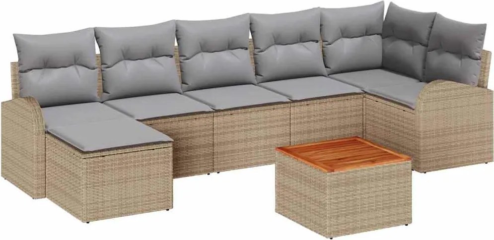 vidaXL Conjunto de Sofá de Jardim 8 pcs Bege e Cinza Claro vime PE
