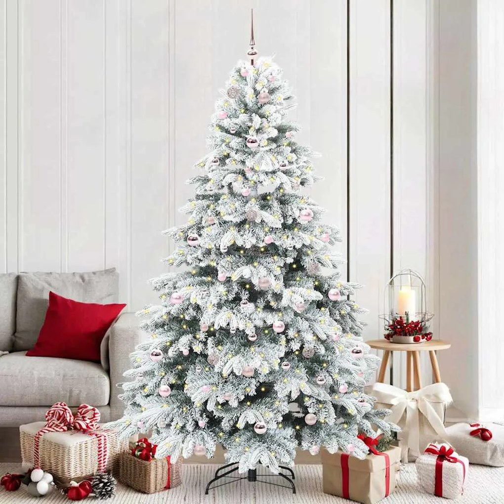 vidaXL Árvore de Natal Artificial com 300 LEDs Branco 210 cm PE e PVC